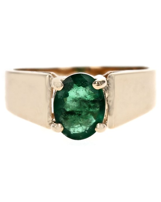 Emerald Solitaire Ring in Gold